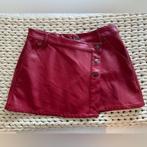 Free people asymmetrical red leather skirt